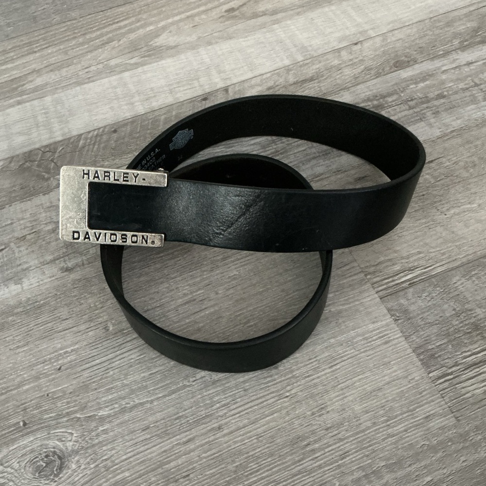 Black leather Harley-Davidson belt (unisex)
